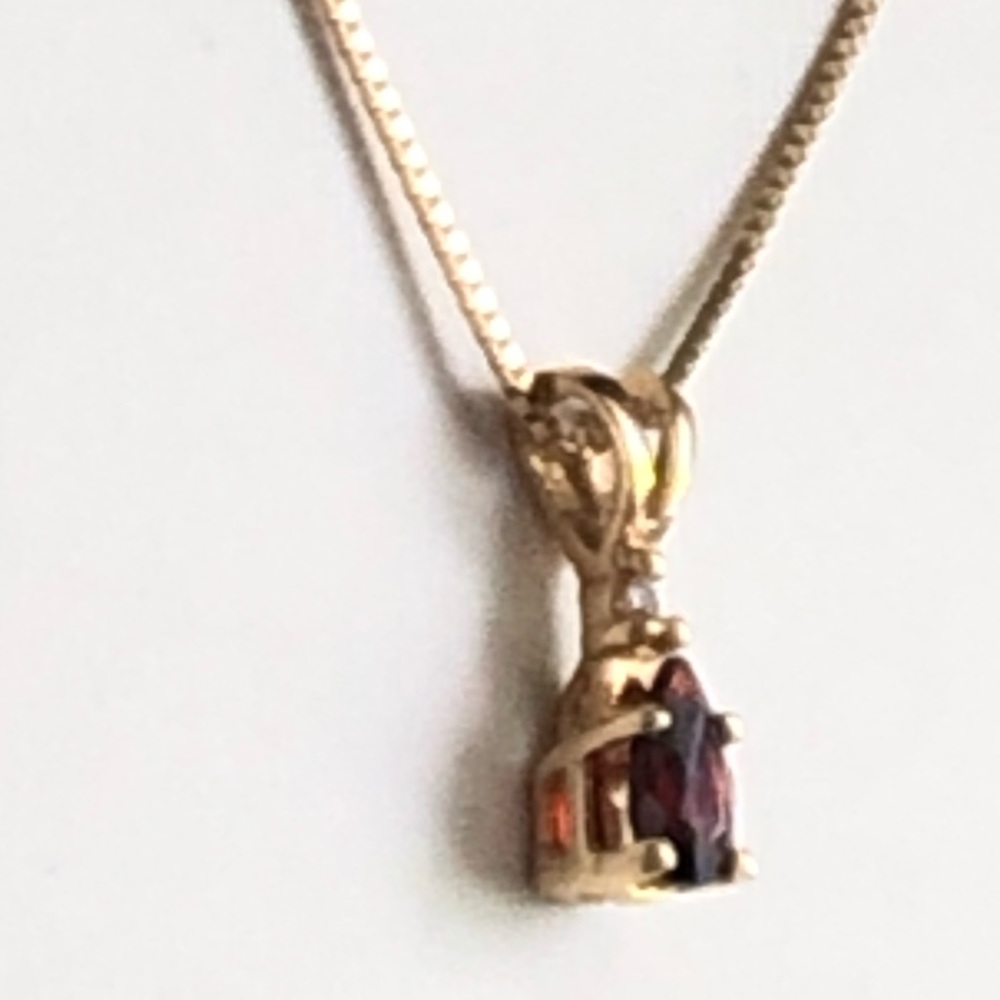14K Spinel 585 Gold Necklace with Ruby teardrop stone - Picture 9 of 16